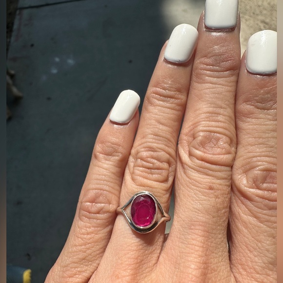 925 Sterling Silver and Ruby Gemstone Ring 4.5 July Birthstone - Picture 2 of 6